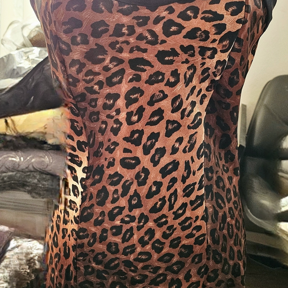 Kathy Ireland Brown Leopard Print Blouse